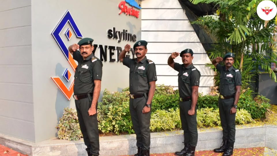 Mission 1st guards saluting at a client building entrance